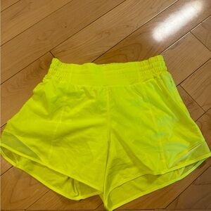 Lululemon Highlighter Yellow Hotty Hot Shorts 4”